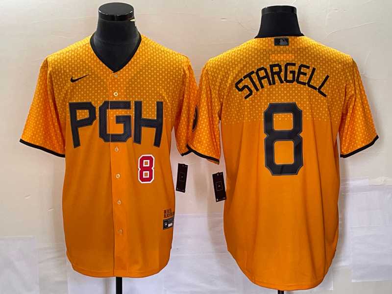 Men's Pittsburgh Pirates #8 Willie Stargell Number Gold 2023 City Connect Stitched Jersey,We sell and wholesale Men's Pittsburgh Pirates #8 Willie Stargell Number Gold 2023 City Connect Stitched Jersey on line form chian!